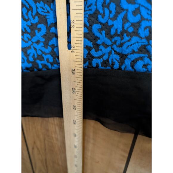 Bleeker & Mcdougal Top Shirt Blouse Plus Size 1X Blue Black Tunic Made USA New - Picture 5 of 6